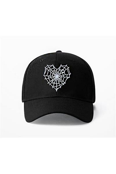 Köstebek Black Spider Web Heart Hat