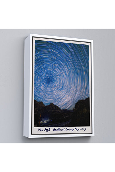 Oxyteez Vincent Van Gogh cu cadru din lemn - Pictură cu cer înstelat străluci...