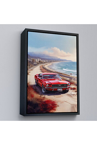 Oxyteez Pictură Red Mustang pe Coast KeTTÇ.KNV cu cadru din lemn-7770