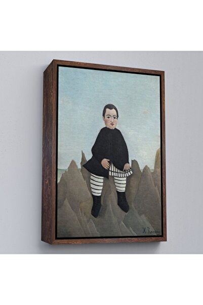 N NOXXO Henri Rousseau cu cadru din lemn - Pictură pentru copii pe stânci - Boy On The Rocks-8083
