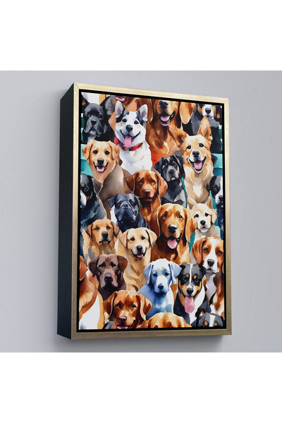 Oxyteez Tablou de câini drăguți cu cadru din lemn-7920