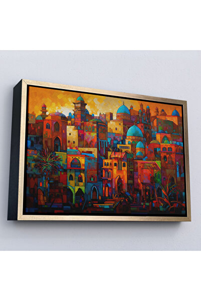 Oxyteez Tablo-7263 a orașului cu dom albastru pe un cadru din lemn