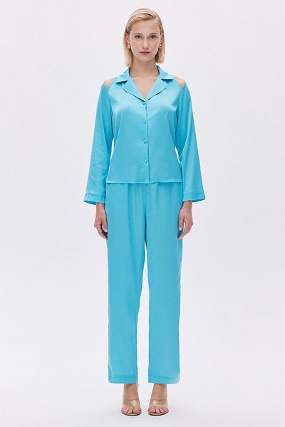 Feu De Elu Set pijama lungă din satin - Leyiza Elu Blue