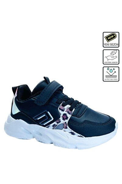 Kidx Готини ежедневни маратонки Tokyo Black Leopard White Light Sole за момичета