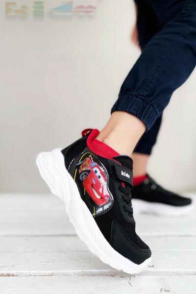 Kidx RF2340 Cars Sneaker, екстра леки ортопедични мъжки ежедневни детски спортни обувки, черно-червени