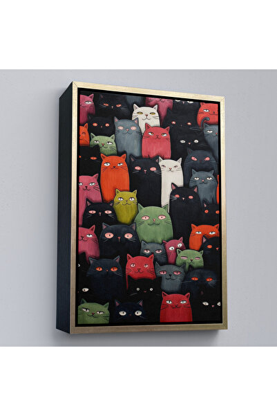 Oxyteez Tablou cu pisici drăguțe cu rame din lemn-7969