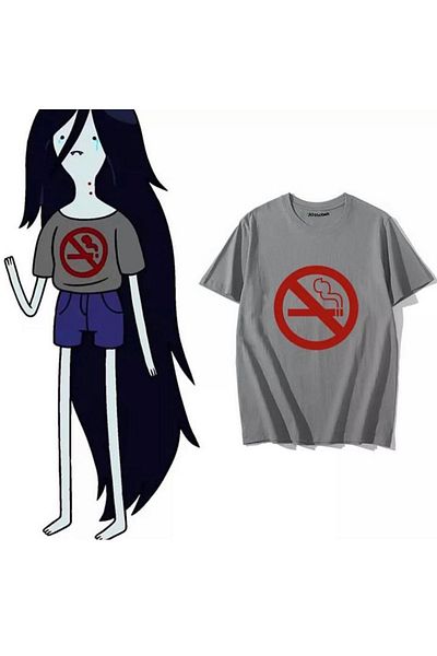 Köstebek تي شيرت رمادي Anime Adventure Time - Marceline the Vampire Queen: No Smoking (للجنسين)