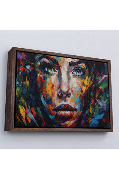 Oxyteez Tablou de femeie colorat abstract cu rama din lemn-7208