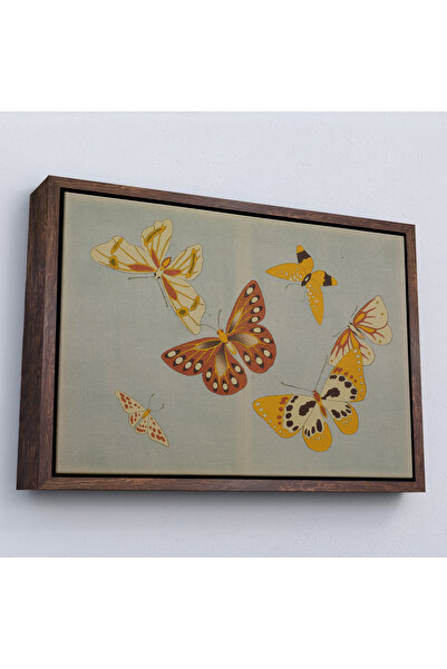 N NOXXO Pictură de fluture japonez vintage cu cadru din lemn-7040