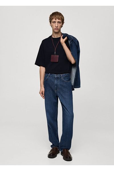 MANGO Man Leather Look Hanging Card Holder