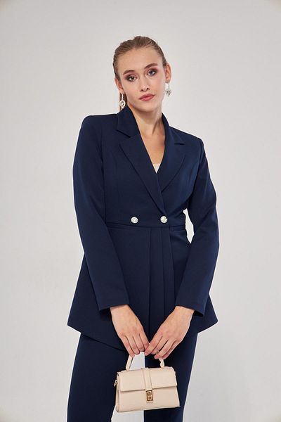 LOVELF Λεπτομερές κοστούμι με πιέτες με 2 κουμπιά Navy Blue