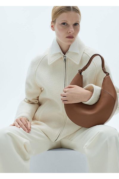 MANGO Woman Geantă de umăr cu aspect piele