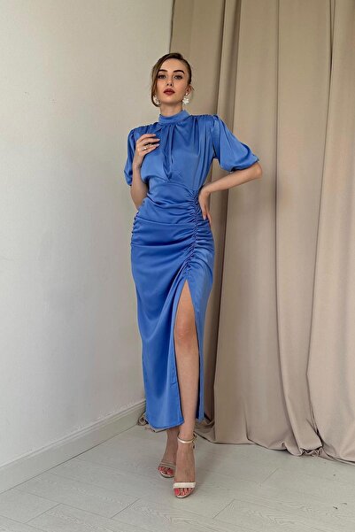 Elbee Fashion Woman Атласна сукня в клітинку