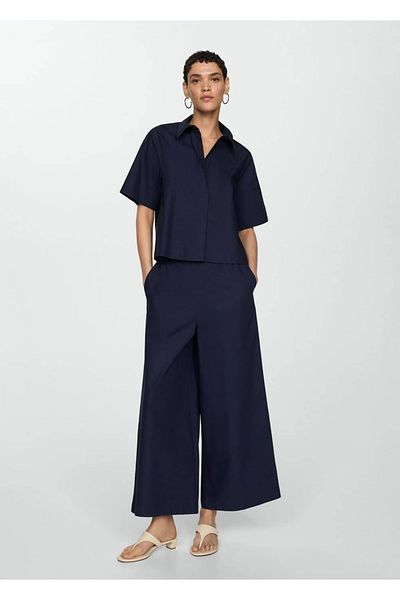 MANGO Woman Pantaloni Wideleg din bumbac