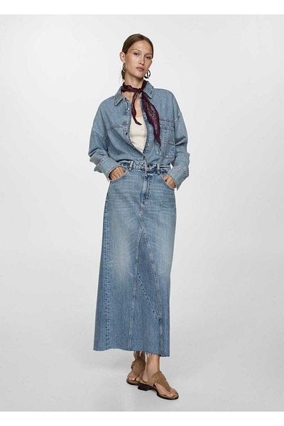 MANGO Woman Fustă din denim cu fante