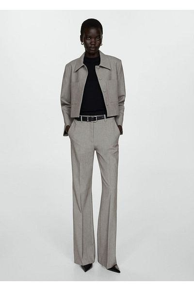 MANGO Woman High Waisted Loose Trousers