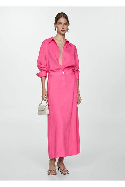 MANGO Woman Μακριά φούστα lyocell