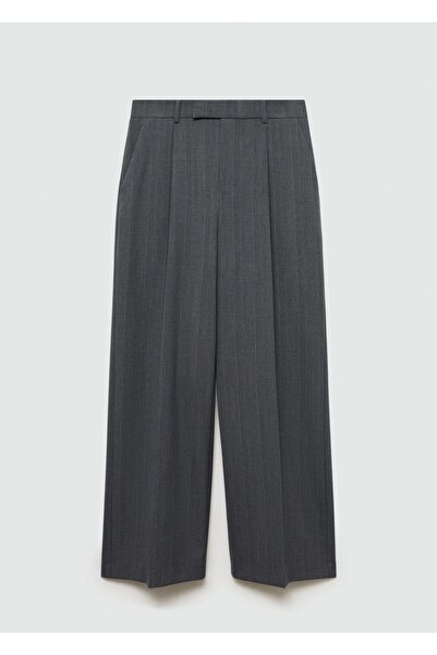 MANGO Woman İnce çizgili kumaş pantolon