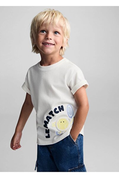 MANGO Baby Βαμβακερό μπλουζάκι με σχέδιο βάρκα