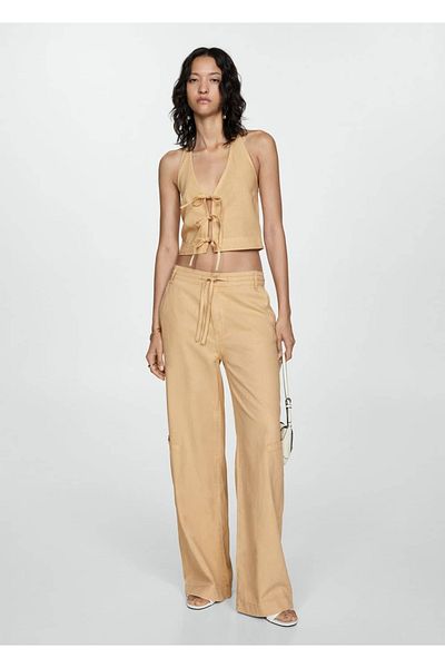 MANGO Woman Κοντή μπλούζα με φιόγκο