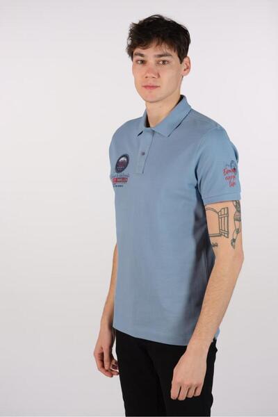 Arma Чоловіча синя футболка великого розміру з коміром-поло Y22374868701