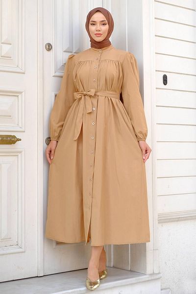 hafsamina Φόρεμα Mevlana με ρόμπα Camel Hm2223
