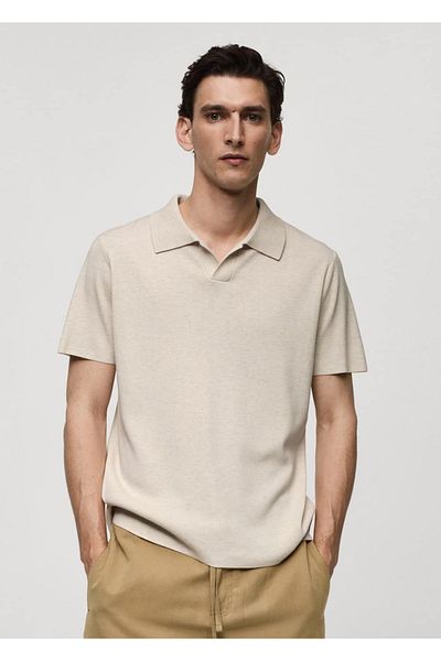 MANGO Man Tricou polo din bumbac texturat