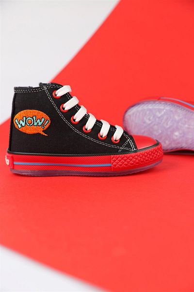 Dudino Size 26 - 35 Boy's Black Dustin Wow Converse Shoes