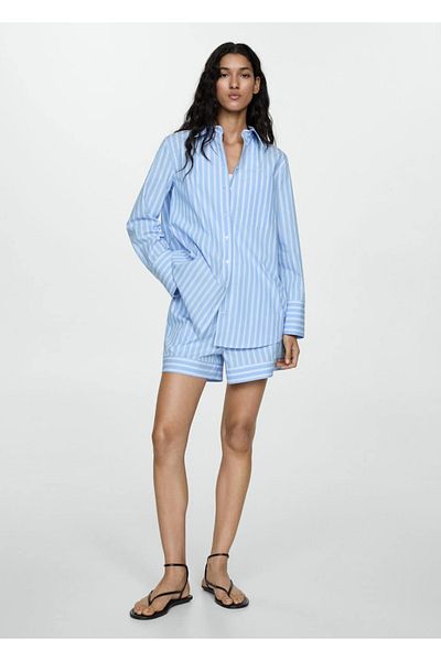 MANGO Woman Cămașă în dungi 100% bumbac