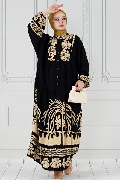 Sevitli Φόρεμα Viscon με Μικτό Σχέδιο Νυχτερίδα - Βιζόν