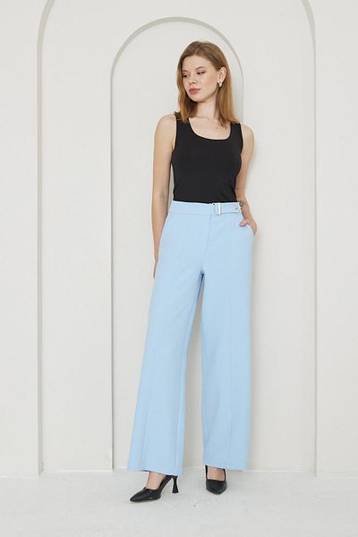 LOVELF Pantaloni largi cu cataramă albastră