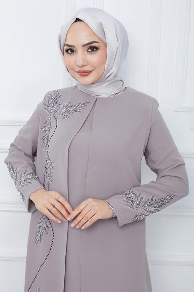 hafsamina Φόρεμα Mother Plus Size Leaf Stone Pink Hm2350