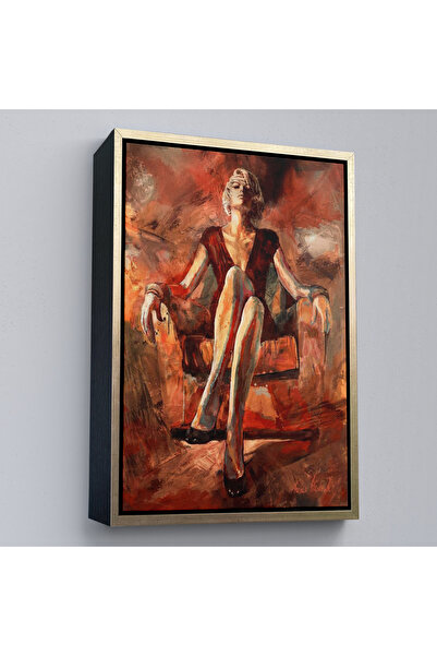 Limitless Sexy Woman Sitting on a Wooden Frame Sofa Painting-7887