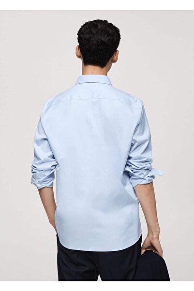 MANGO Man Regular Kesim %100 Pamuklu Fitilli Gömlek