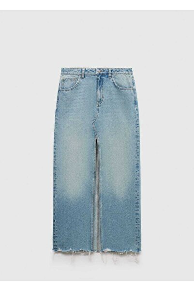 MANGO Woman Dikişsiz denim etek
