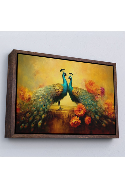 Oxyteez Pictură cu păuni cu rame din lemn-7206