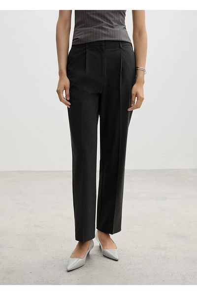 MANGO Woman Pleated Straight Cut Trousers