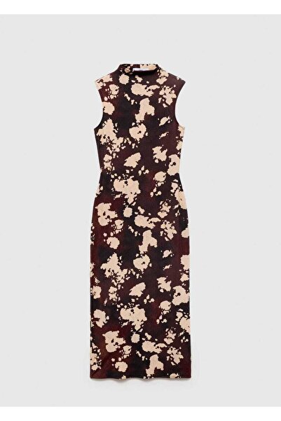 MANGO Woman Desenli midi elbise
