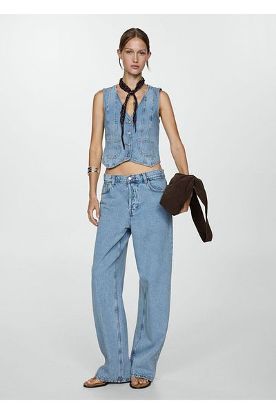 MANGO Woman Vesta din denim cu buzunare