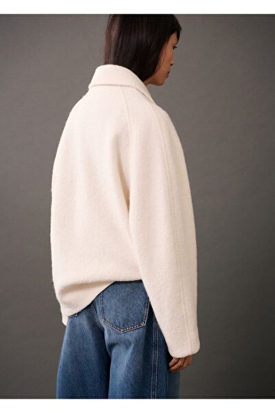 MANGO Woman Μάλλινο παλτό με τσέπες