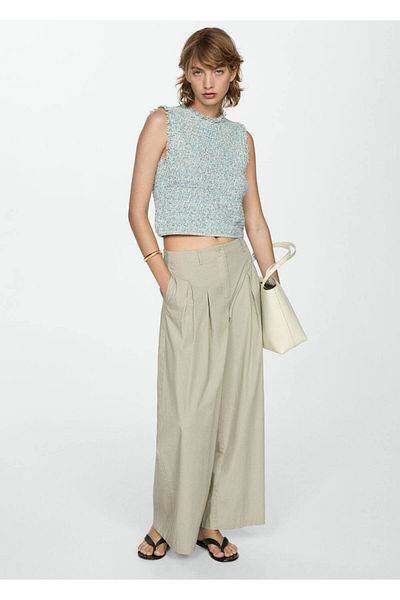 MANGO Woman Bluză din tweed fără cusături