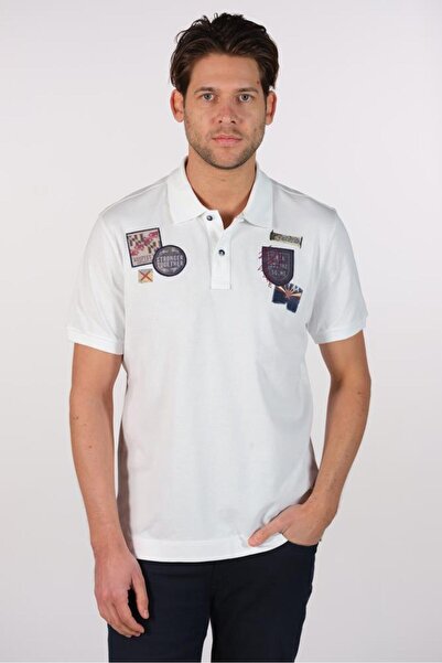 Arma Чоловіча біла футболка з коміром-поло Y22374300501