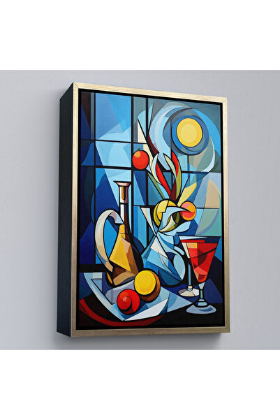 Oxyteez Pictură abstractă colorată cu cadru din lemn-7825