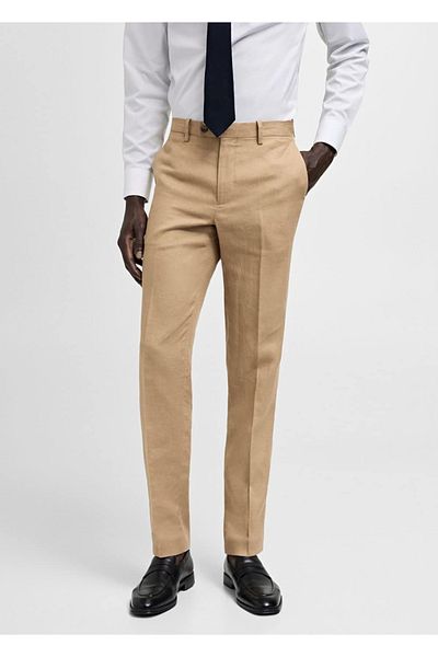 MANGO Man Spodnie Slim Fit wykonane w 100% z lnu