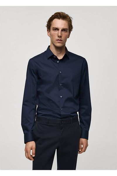 MANGO Man Strečová bavlněná košile Regular Fit