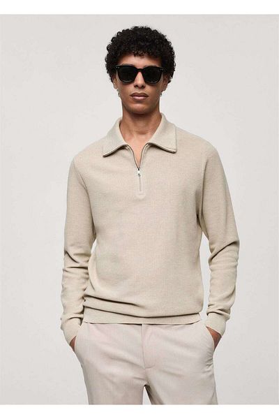 MANGO Man Pulover modelat cu gât cu fermoar