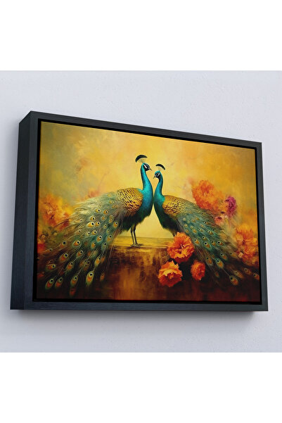 Oxyteez Pictură cu păuni cu rame din lemn-7206