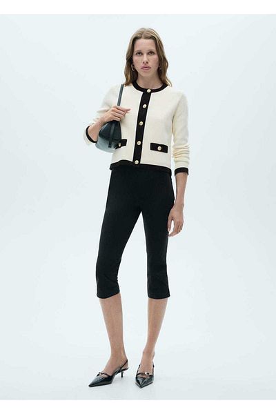 MANGO Woman Cardigan cu design de culoare contrastantă