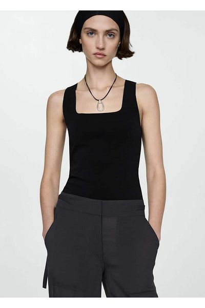 MANGO Woman Bluse mit breiten Trägern