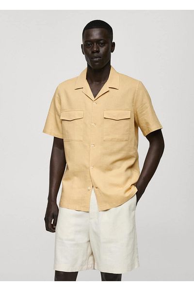MANGO Man Regular-Cut Linen Cotton Shirt